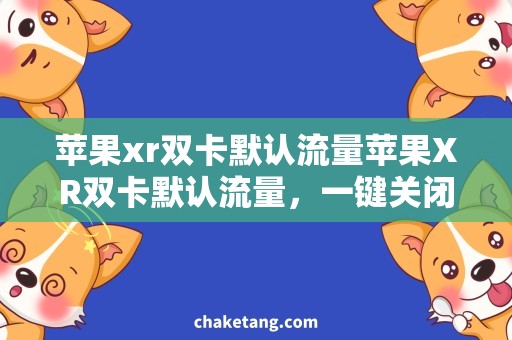 苹果xr双卡默认流量苹果XR双卡默认流量，一键关闭省流量小技巧