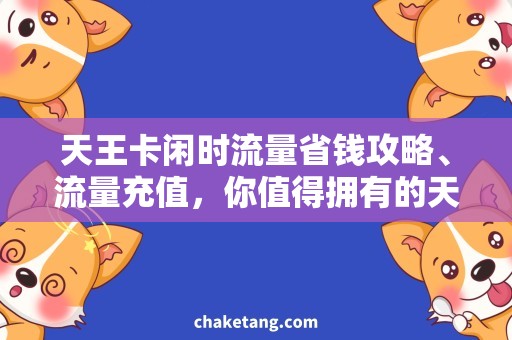 天王卡闲时流量省钱攻略、流量充值，你值得拥有的天王卡闲时流量