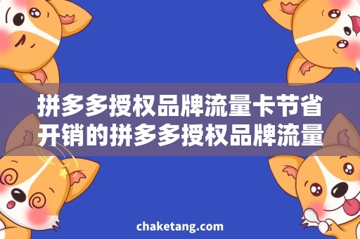 拼多多授权品牌流量卡节省开销的拼多多授权品牌流量卡，快速连接互联网的必备神器！