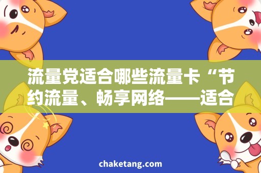 流量党适合哪些流量卡“节约流量、畅享网络——适合流量党的卡片推荐”