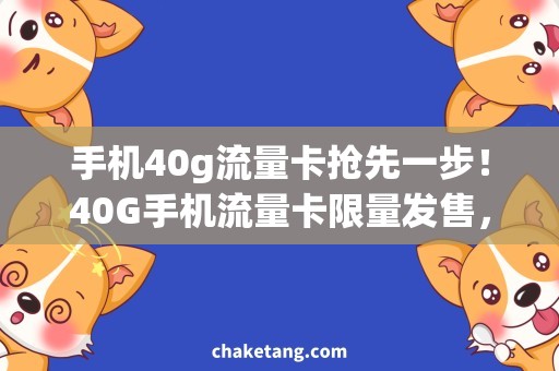 手机40g流量卡抢先一步！40G手机流量卡限量发售，快速畅享无限网络畅想