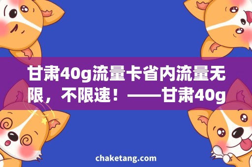 甘肃40g流量卡省内流量无限，不限速！——甘肃40g流量卡详细说明