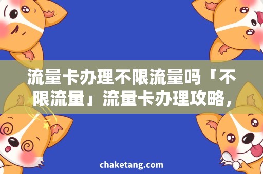 流量卡办理不限流量吗「不限流量」流量卡办理攻略，全面剖析必知需求！