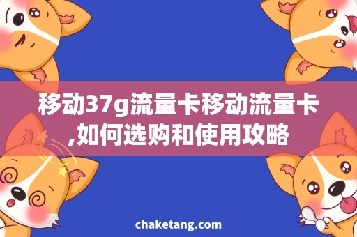 移动37g流量卡移动流量卡,如何选购和使用攻略