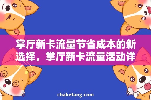 掌厅新卡流量节省成本的新选择，掌厅新卡流量活动详解