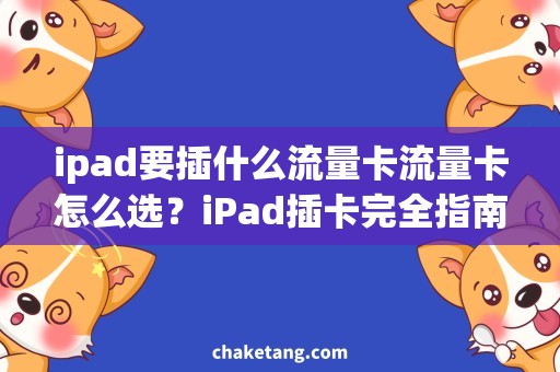 ipad要插什么流量卡流量卡怎么选？iPad插卡完全指南