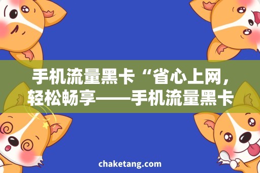 手机流量黑卡“省心上网，轻松畅享——手机流量黑卡”的使用体验概括