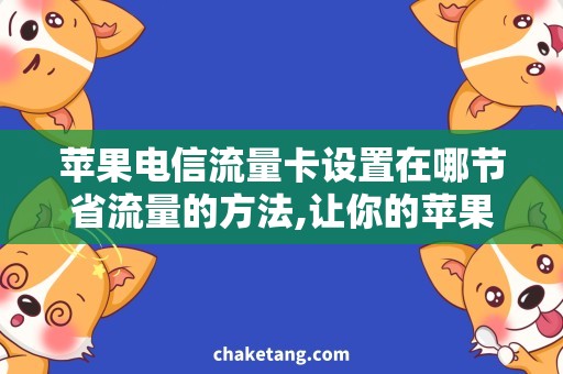 苹果电信流量卡设置在哪节省流量的方法,让你的苹果手机流畅无卡顿