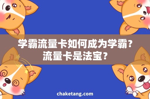 学霸流量卡如何成为学霸？流量卡是法宝？