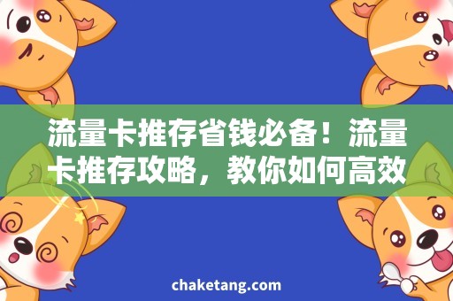 流量卡推存省钱必备！流量卡推存攻略，教你如何高效获取大流量