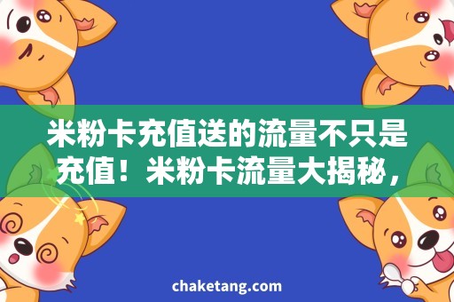 米粉卡充值送的流量不只是充值！米粉卡流量大揭秘，让你畅玩不停