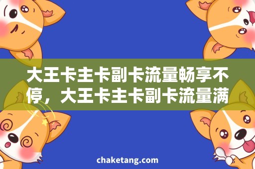 大王卡主卡副卡流量畅享不停，大王卡主卡副卡流量满足你的需求