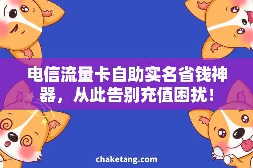 电信流量卡自助实名省钱神器，从此告别充值困扰！