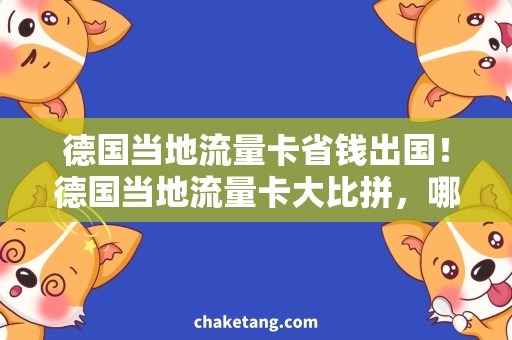 德国当地流量卡省钱出国！德国当地流量卡大比拼，哪家更实惠？