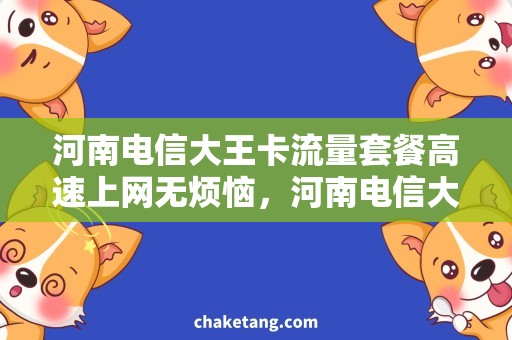 河南电信大王卡流量套餐高速上网无烦恼，河南电信大王卡流量套餐为您保驾护航