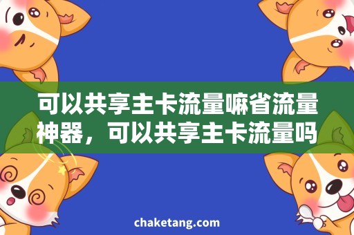 可以共享主卡流量嘛省流量神器，可以共享主卡流量吗？